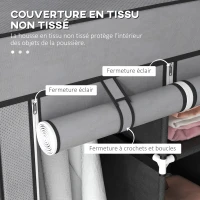 HOMCOM Armoire de rangement en tissu pliable avec 5 étagères, 2 tringles et 3 tiroirs en tissu 125L x 43l x 162.5H cm(m-5)