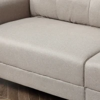 HOMCOM Relaxsessel Polstersessel Loveseat Stoffsofa mittelalterlicher Stil Wohnzimmer Schlafzimmer Leinen-Touch Gummiholz Beige  202 x 72 x 91 cm(m-8)