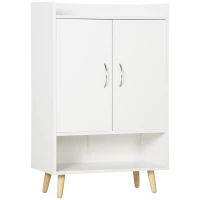 HOMCOM Modern Shoe Cabinet Storage Organizer with Doors and Shelves for Hallway & Entryway, 60L x 30W x 92Hcm, White(m-1)