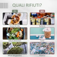 Outsunny Compostiera da Giardino Girevole a 2 Sezioni con 8 Prese d'Aria, in Acciaio e PP, 71x65x96 cm, Grigio(m-5)