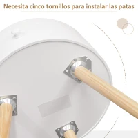 HOMCOM Mesita de Noche con 1 Cajón Mesa Auxiliar Redonda con Borde Elevado y 3 Patas de Madera para Dormitorio Sala de Estar Estilo de Moderno Ø38x45 cm Blanco(m-6)
