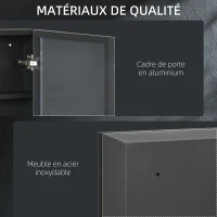kleankin Armoire miroir de salle de bain armoire murale armoire à glace avec 1 porte et 2 étagères en acier 40 x 12 x 60 cm noir(m-8)