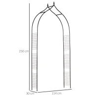 Outsunny Vintage Style Steel Garden Patio Outdoor Arbor & Trellis Arch Support Vines & Climbing Plants Garden Decoration - Black 2.5H m(m-3)