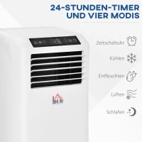 HOMCOM Mobile Klimaanlage 3-in-1, inkl. Fernbedienung, 9K BTU, 24h Timer, ABS, Weiß(m-4)