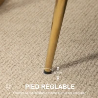 HOMCOM Canapé 2 places en tissu velours, petit canapé, en forme de coquillage, avec coussin épais de 10 cm, canapé, structure en métal, pieds dorés effilés, facile à assembler, crème(m-7)