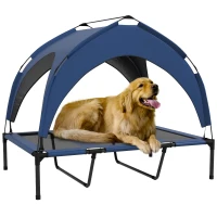 PawHut Cooling Raised Pet Bed w/ Washable Breathable Mesh, for Large Dogs, 106 x 76 x 94cm - Dark Blue(m-1)