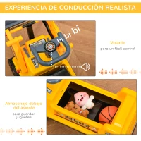 HOMCOM Camion Correpasillos Tractor sin Pedales para Niños de 2-3 Años con Pala Excavadora Espacio de Almacenaje Oculto y Bocina 70x26x37 cm Amarillo(m-5)