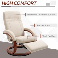 HOMCOM 135° Manual Reclining Swivel Chair, with Footrest - Beige(m-7)