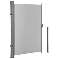 Outsunny Seitenmarkise 300 x 160 cm Sicht- und Sonnenschutz Seitenrollo für Balkon Terrasse UV50+ Polyester Grau(m-10)