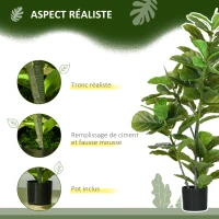 HOMCOM Lot de 2 plantes artificielles figuiers artificiels à feuilles arbre artificiel avec pot inclus hauteur 110 cm vert(m-4)