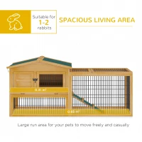 PawHut Rabbit Hutch Outdoor, Wooden Guinea Pig Hutch with Rabbit Run 2 Level Design Water Resistant Openable Roof 150 x 52.5 x 68 cm, Yellow(m-4)