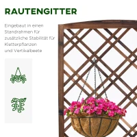 Outsunny  Hochbeet Blumenständer Garten Pflanzkasten mit Rankgitter Holz Rankkasten Braun 60 x 30 x 122,5 cm(m-6)