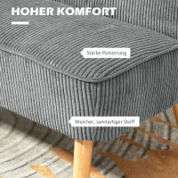 HOMCOM 2-Sitzer Polstersofa, Holz, Samtartiges Polyester, Schaumstoff, 117 x 56,5 x 77 cm, Grau(m-4)