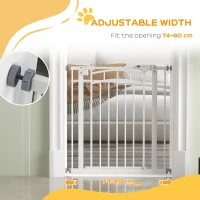 PawHut Pressure Fit Stair Gate, Dog Gate w/ Auto Closing Door, for Small, Medium Dog, Easy Installation, for 74-80cm Opening(m-7)