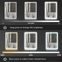 HOMCOM Bathroom Mirror Cabinet with LED Lights and Shaver Socket, 500 x 700 mm Wall Mounted Bathroom Cabinet with Mirror, Demister Pad, Dimmer, 3 Colours, Medicine Cabinet, Black(m-4)