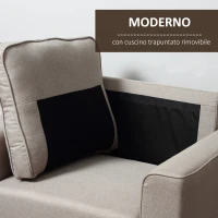 HOMCOM Poltrona Moderna in Tessuto con Piedini in Legno per Camera e Soggiorno, 90x72x91cm, Beige(m-6)