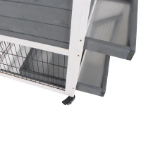 PawHut Conejera de Madera con Ruedas para Interior Jaula de 2 Pisos con Rampa y 2 Bandejas Extraíbles 110x50x88cm Gris(m-9)