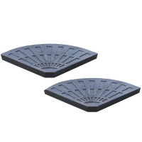 Outsunny 2-tlg. Set Gewichte für Sonnenschirmständer Platten-Schirmständer Sonnenschirmbasis halbrund mit Handgriff Kunstharz + Metall Bronze 66 x 47 x 4,2 cm 30 kg(m-10)