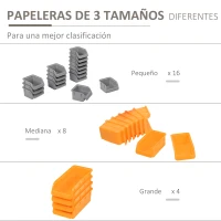 DURHAND Estantería de Pared para Herramientas 95x54 cm con 28 Cajas Apilables y Diferentes Ganchos Gris y Naranja(m-5)