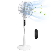 HOMCOM Ventilateur sur pied Ø 42cm 40W 3 modes 28 vitesses, fonction anti-moustique, hauteur réglable oscillant 75° blanc(m-10)