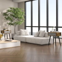 HOMCOM Bedside Table Set of 2, Industrial Nightstand, Tall End Table with Removable Fabric Drawer, Retro Chic Side Table Accent Furniture with Wooden Legs, Rustic Brown(m-2)