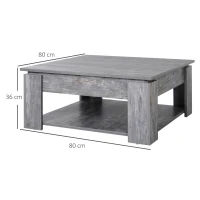 HOMCOM 2 Tier Wood Coffee Table Side Table Bottom Storage Shelf  Simple Modern Living Room Grey Wood Grain(m-3)