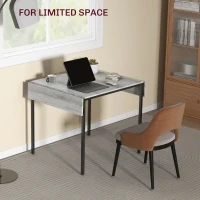 HOMCOM Four-Person Drop Leaf Dining Table - Grey(m-5)