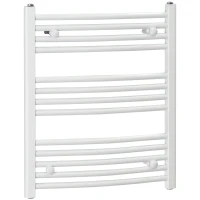 HOMCOM Curved Heated Towel Rail, Hydronic Bathroom Ladder Radiator Towel Warmer For Central Heating 600mm x 700mm, White(m-1)