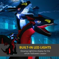 HOMCOM 7FT Tall Halloween Inflatable Dragon with 2 Heads and LED Lights, Blow Up Halloween Party Decoration for Indoor Outdoor Yard Lawn Garden(m-4)