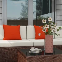 Outsunny Seven-Piece Rattan Garden Set, with Glass-Top Table - Brown/Beige(m-8)