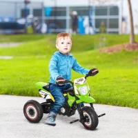 HOMCOM Triciclo per Bambini Stile Moto a Pedali con Luci e Suoni, 3 Ruote Larghe, Età 18-36 Mesi, 71x40x51cm, Verde(m-2)