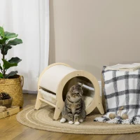 PawHut Maison niche pour chat forme tunnel sur pieds avec coussin douillet amovible - 39 x 40 x 34 cm(m-2)