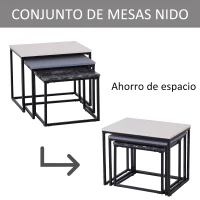 HOMCOM 3 Mesitas de Centro Minimalista Mesa Nido Patas de Acero con Funda de Plástico para Salón 55x40x45cm(m-4)