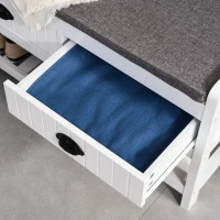 HOMCOM Garderobe mit Sitzbank, 4 Kleiderhaken, 2 Schubladen, Weiß + Grau(m-8)
