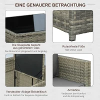 Outsunny Gartenmöbel-Set aus PE-Rattan 5tlg. abnehmbare Polster, inkl. Stauraum, Grau(m-7)