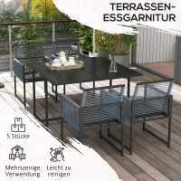 Outsunny 5-teiliges Gartenmöbel-Set, Gartensitzgruppe, Outdoor-Essgruppe, wetterbeständig, 1 Tisch, 4 Stühle, Grau(m-6)