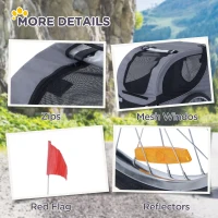 PawHut Steel Dog Bike Trailer Pet Cart Carrier for Bicycle Kit Water Resistant with Hitch Coupler Travel Grey and Black(m-8)