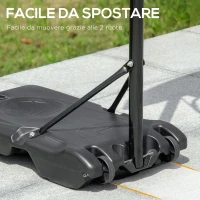 HOMCOM Canestro Basket con Altezza Regolabile 197.5-245cm, Base con Ruote e Tabellone, Blu(m-5)