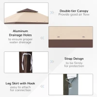 Outsunny 4 x 4m Pop-up Gazebo Double Roof Canopy Tent with UV Proof, Roller Bag & Adjustable Legs Outdoor Party, Steel Frame, Coffee(m-7)