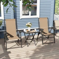 Outsunny Three-Piece Garden Table and Chair Set - Khaki(m-8)