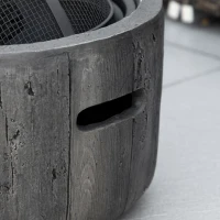 Outsunny Brasero cheminée rond à bois en métal avec tisonnier pare-étincelle grille et poignée diamètre 45,5 cm noir(m-7)