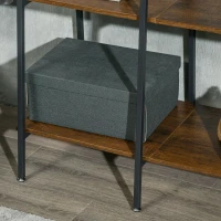 HOMCOM Clothes Rail, Metal Clothes Rack with Shoe Rack, 5 Tier Storage Shelves, 5 Side Hooks, Coat Stand for Bedroom, Living Room, Hallway, Rustic Brown and Black(m-9)