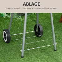 Outsunny Holzkohlegrill Grillwagen Kugelgrill auf Rollen Ablage mit Deckel BBQ Metall Rot 48 x 52,5 x 79,5cm(m-5)