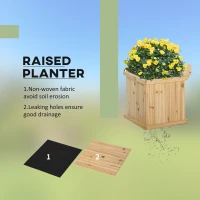 Outsunny 37L Wooden Garden Planter & Bench Combination Garden Raised Bed Patio Park Natural 176 x 38 x 40 cm(m-5)