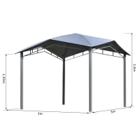 Outsunny Tonnelle barnum contemporain en dôme dim. 3,00L x 3,00l x 2,60H m métal époxy polyester gris(m-3)