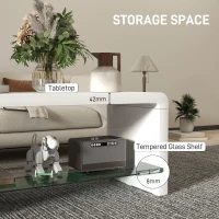 HOMCOM Curved Two-Tier Coffee Table - High Gloss White(m-5)
