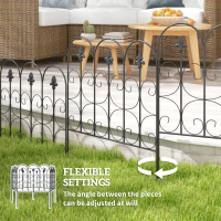 Outsunny Decorative Garden Fencing, 83cm (H) x 3m (L) 5PCs Outdoor Picket Fence Panels, Rustproof Metal Wire Landscape Flower Bed Border Edging Animal Barrier, Black(m-5)
