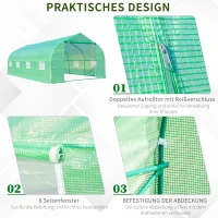 Outsunny Folien Gewächshaus Foliengewächshaus Treibhaus Frühbeet Pflanzenhaus Tomatenhaus Giebeldach 595 × 300B × 200H cm(m-6)
