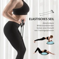 HOMCOM Ø 58 cm Yogaball Halbkugel Balance Trainer Balance-Ball Halber Gymnastikball mit Trainingsseil Zuhause für Yoga Balance Stabilität Hellblau(m-4)