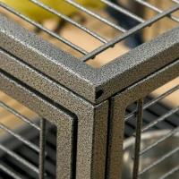 PawHut Jaula para Pájaros Portátil con 2 Perchas de Madera 2 Comederos y Bandeja Extraíble 48x38x47,8 cm Negro(m-9)